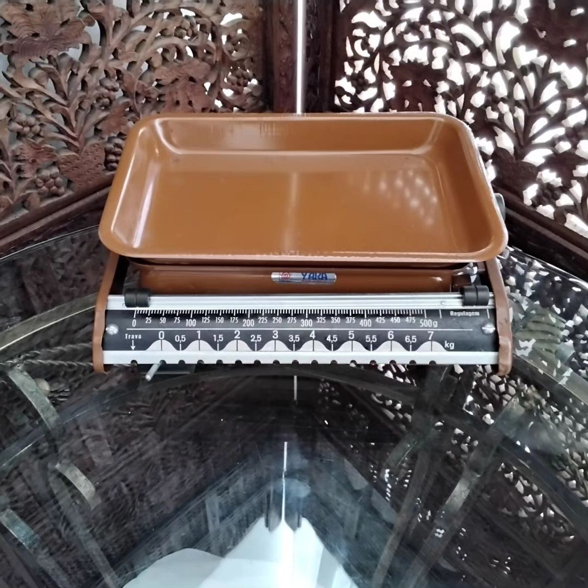 Balança de Cozinha Antiga Marrom Yara, com Manual de Instrução. Medida ...