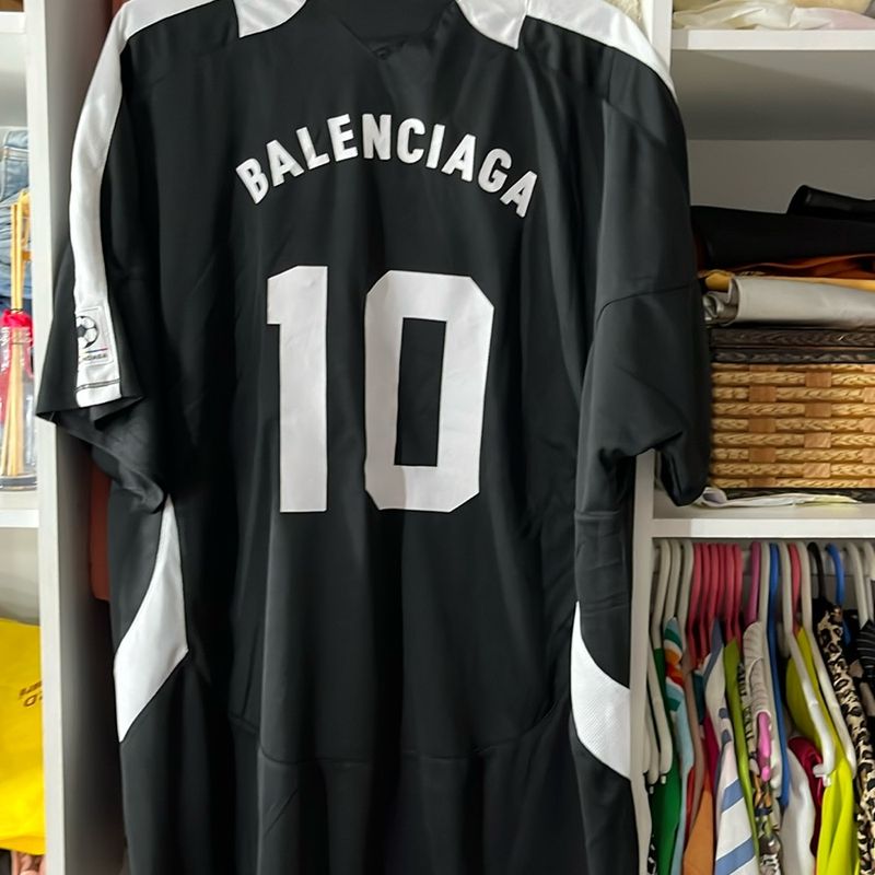 Balenciaga Oversized Soccer T Shirt in Pink & Black | FWRD