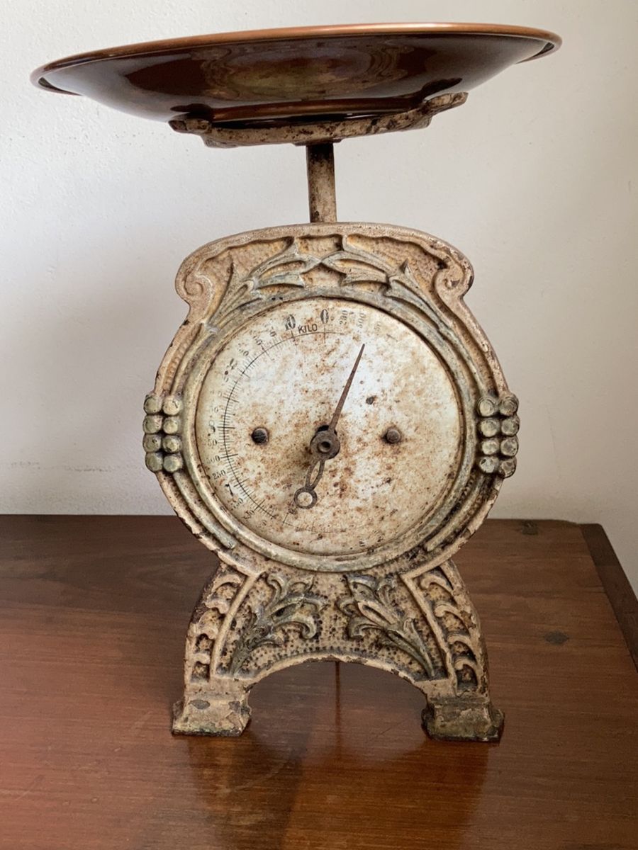 Balnça Antiga em Ferro e Prato em Latão | Móvel de Antiquário Balança ...