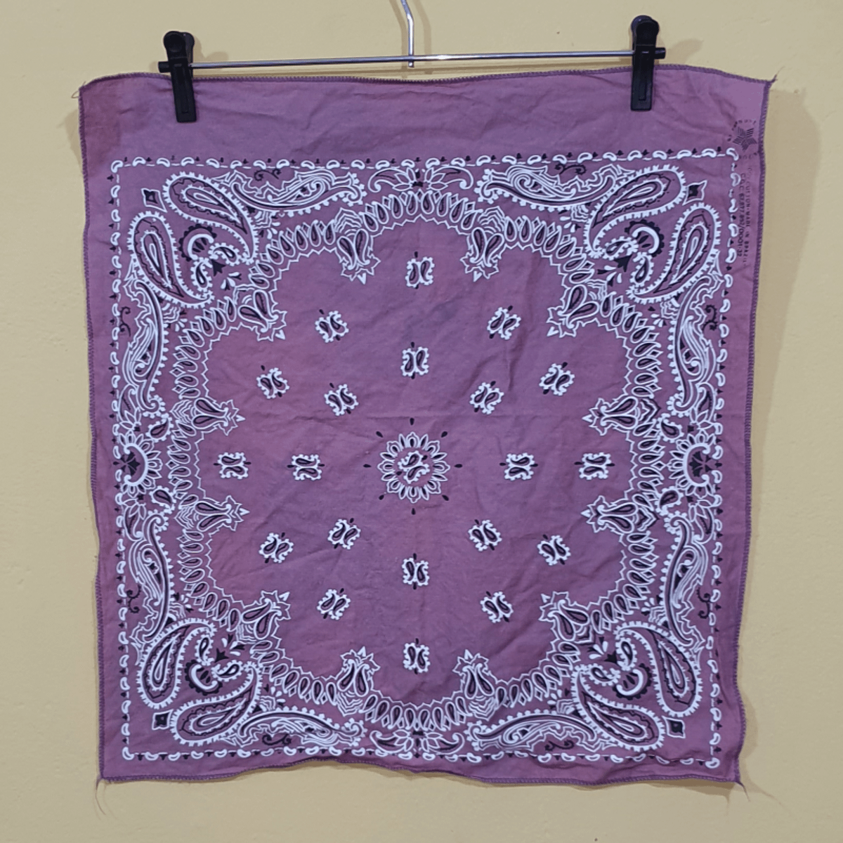 Bandana Algodão Rosa Vintage Anos 90 Lenço Feminino Vintage Usado