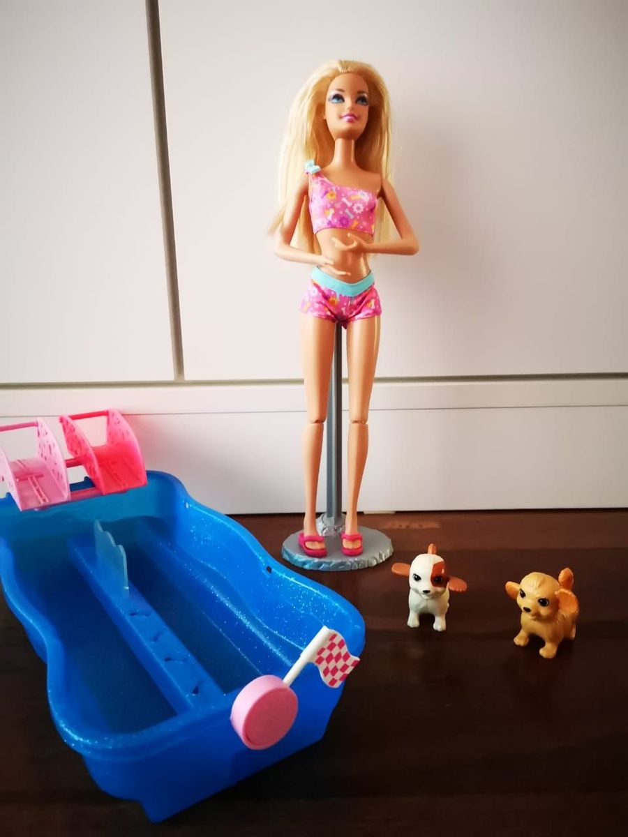 Barbie Corrida de Cachorrinhos Na Piscina, Brinquedo Barbie Usado 74580502