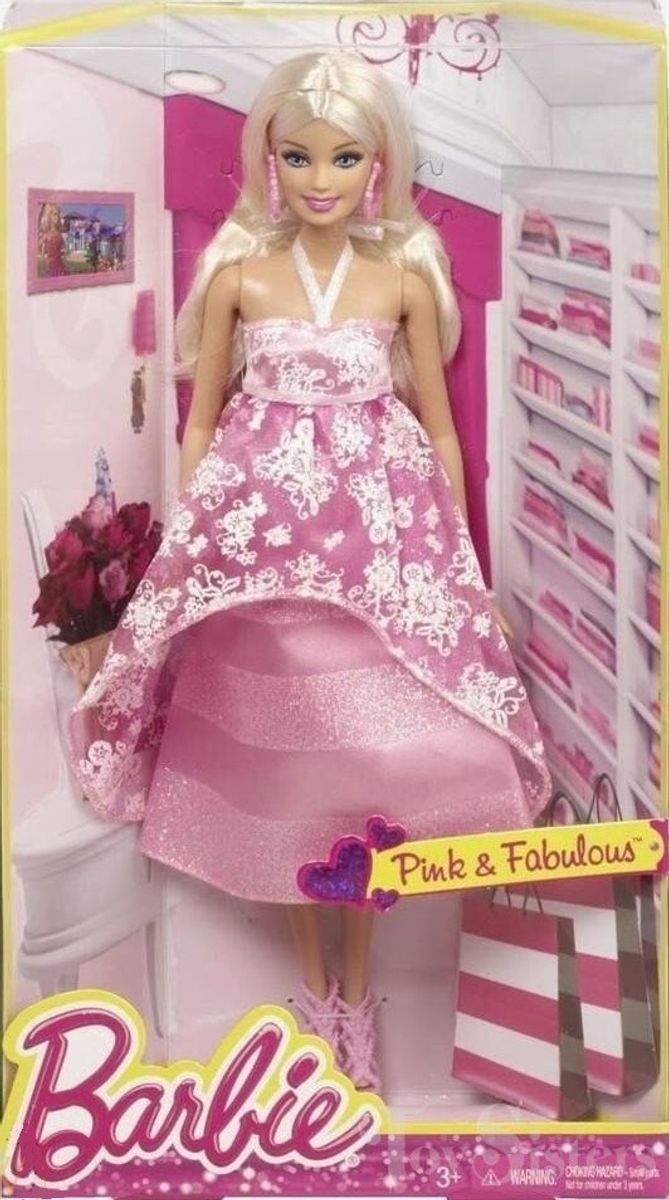 Boneca Barbie Pink & Fabulous Vestido Longo Festa Mattel com o