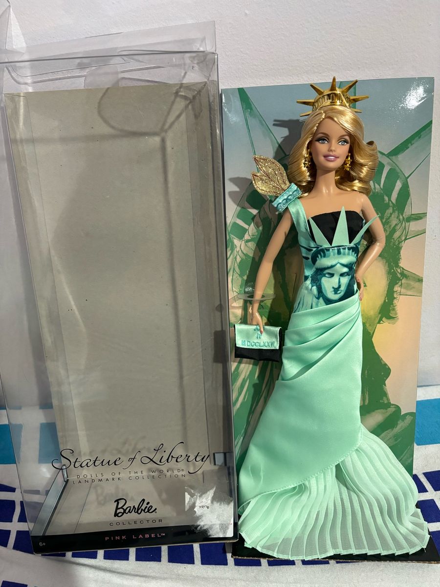 Barbie pink label store statue of liberty