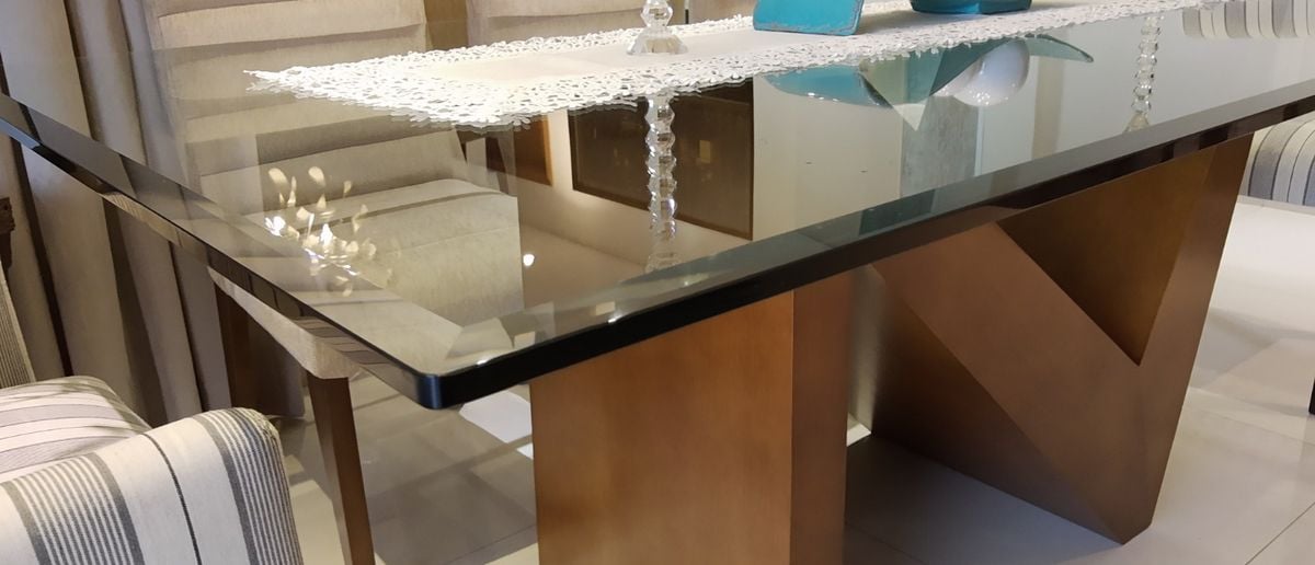 Base e Tampão de Vidro para Mesa de Jantar 2,1m X 1,2m | Mesa Usado ...
