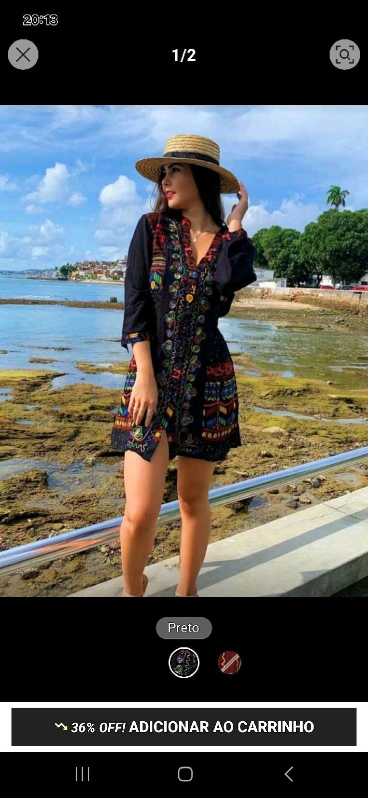 Bata Indiana Preta com Bordados Tam Gg | Blusa Feminina Temu Nunca ...