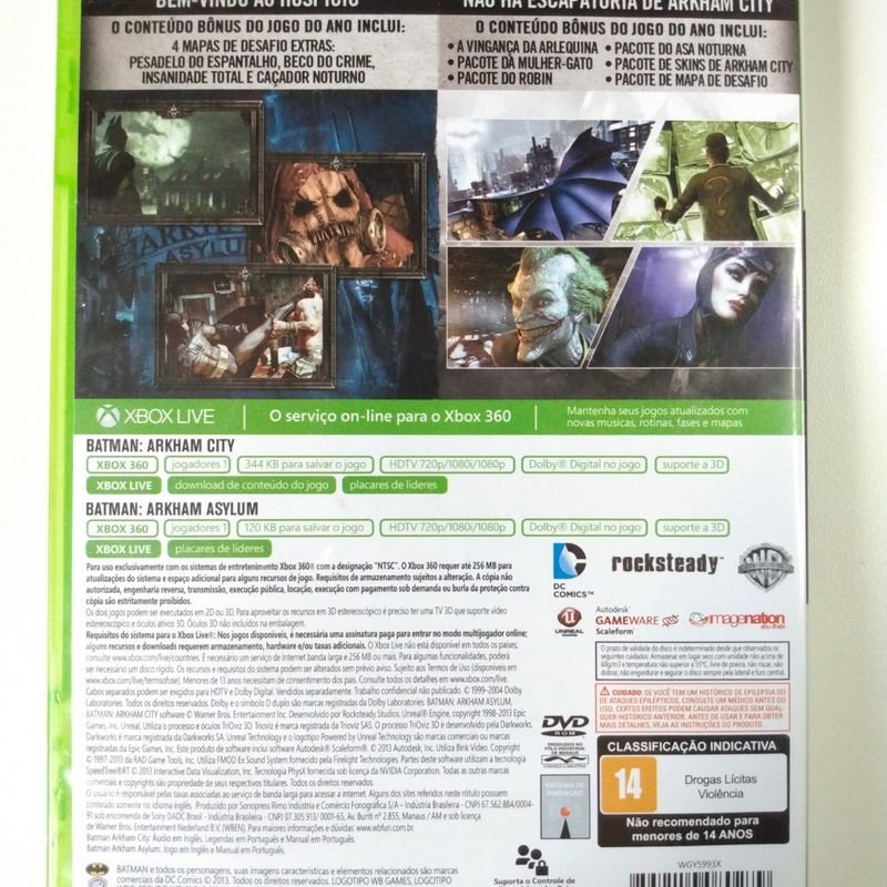 Jogo Batman Arkham Asylum + Arkham City Xbox 360 Lacrado