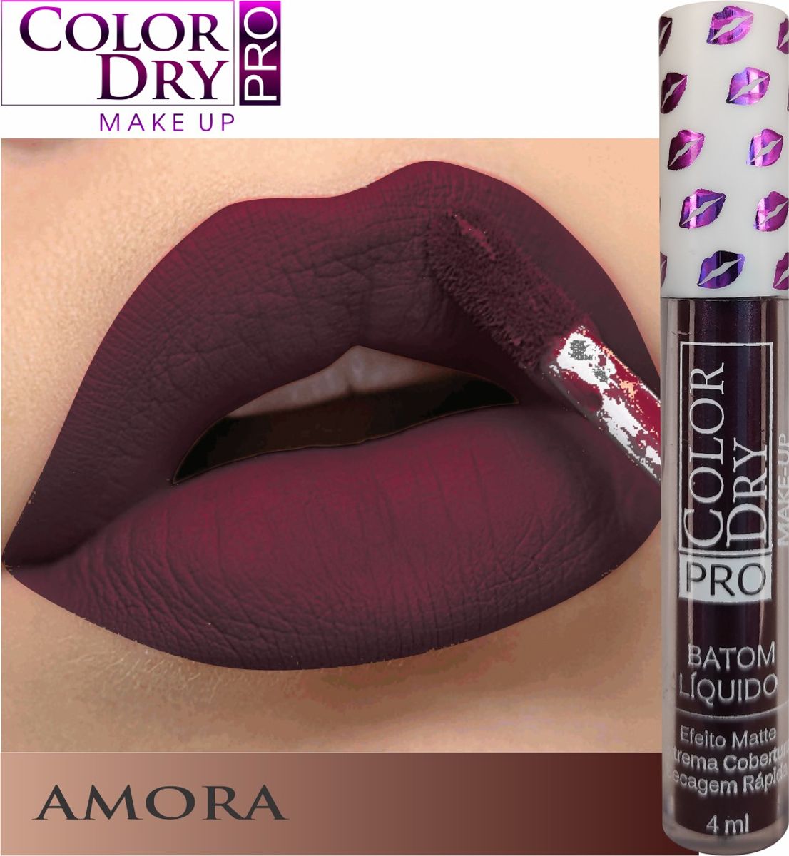 Batom Líquido Color Dry Pro Makeup Amora- Efeito Matte e Extrema Cobertura  com Secagem Rápida, Maquiagem Feminina Color Dry Pro Nunca Usado 76529361