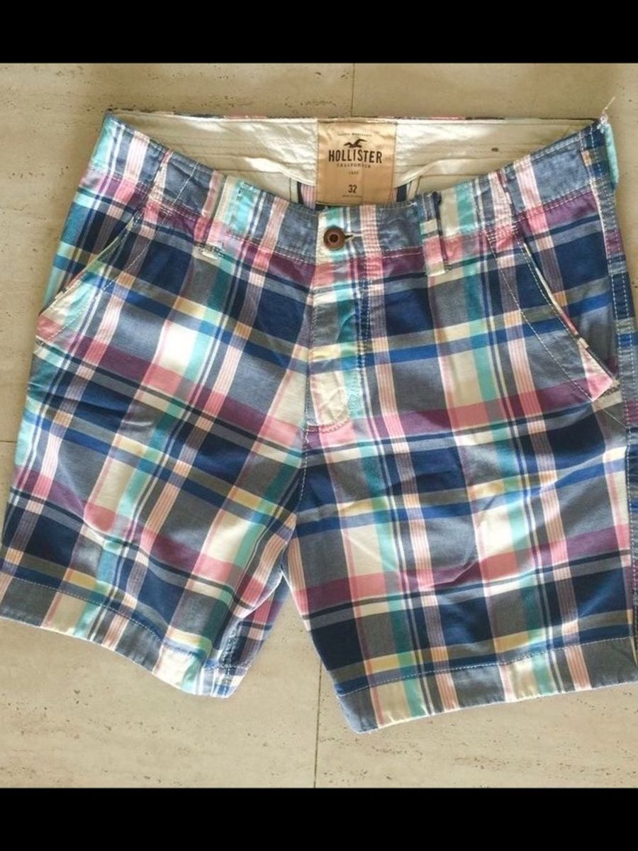 Shorts Xadrez Hollister Masculina