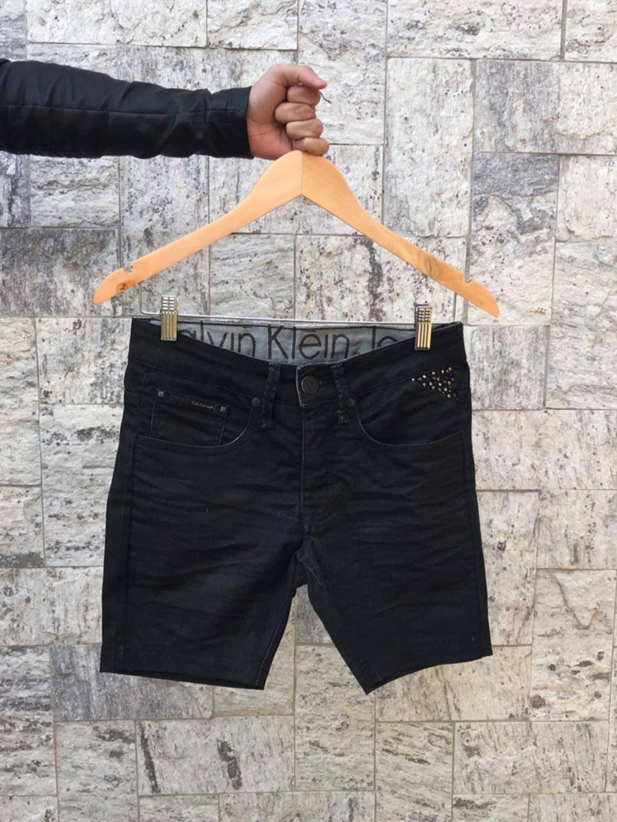 bermuda preta jeans