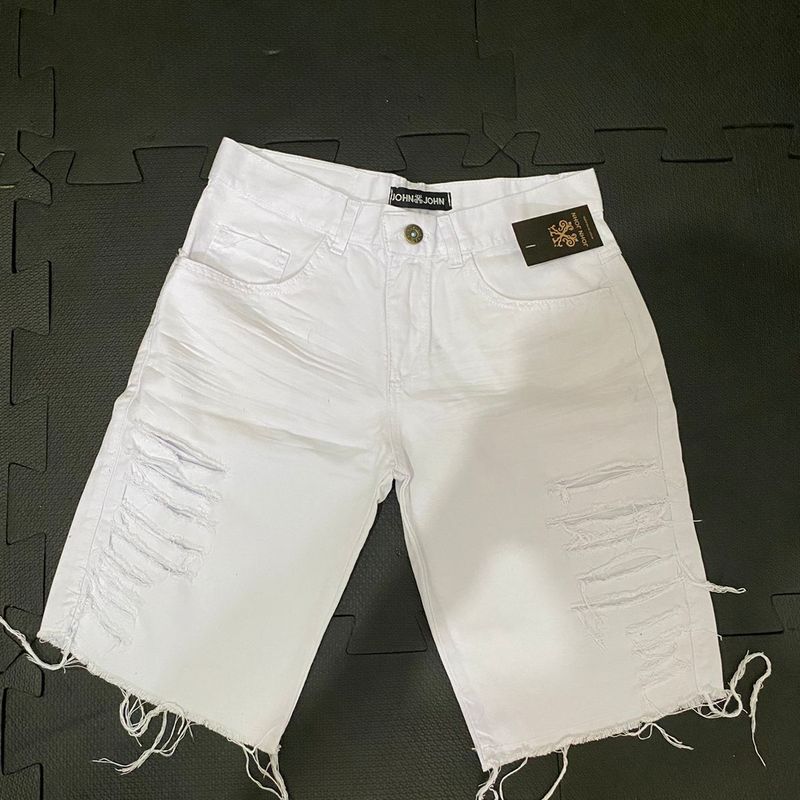 Bermuda Jeans Rasgada 16144 Branca City Denin