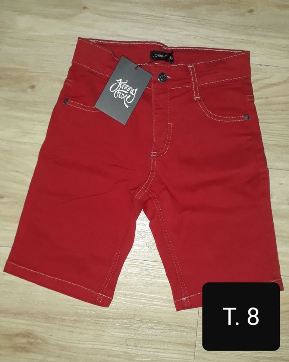 bermuda jeans vermelha