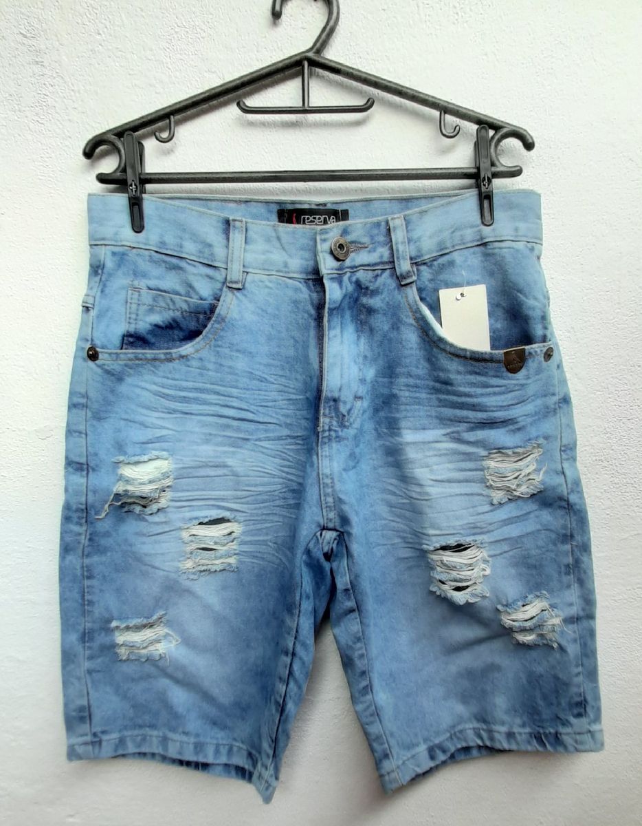 bermudas masculinas jeans rasgado