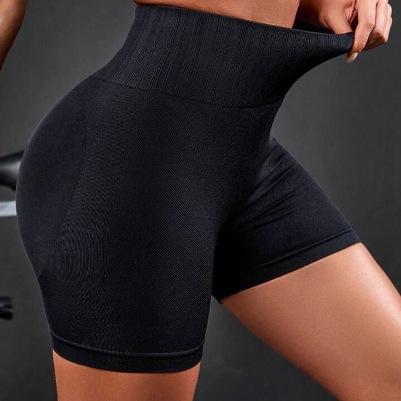 Legging esportiva controle da barriga amassada cintura larga