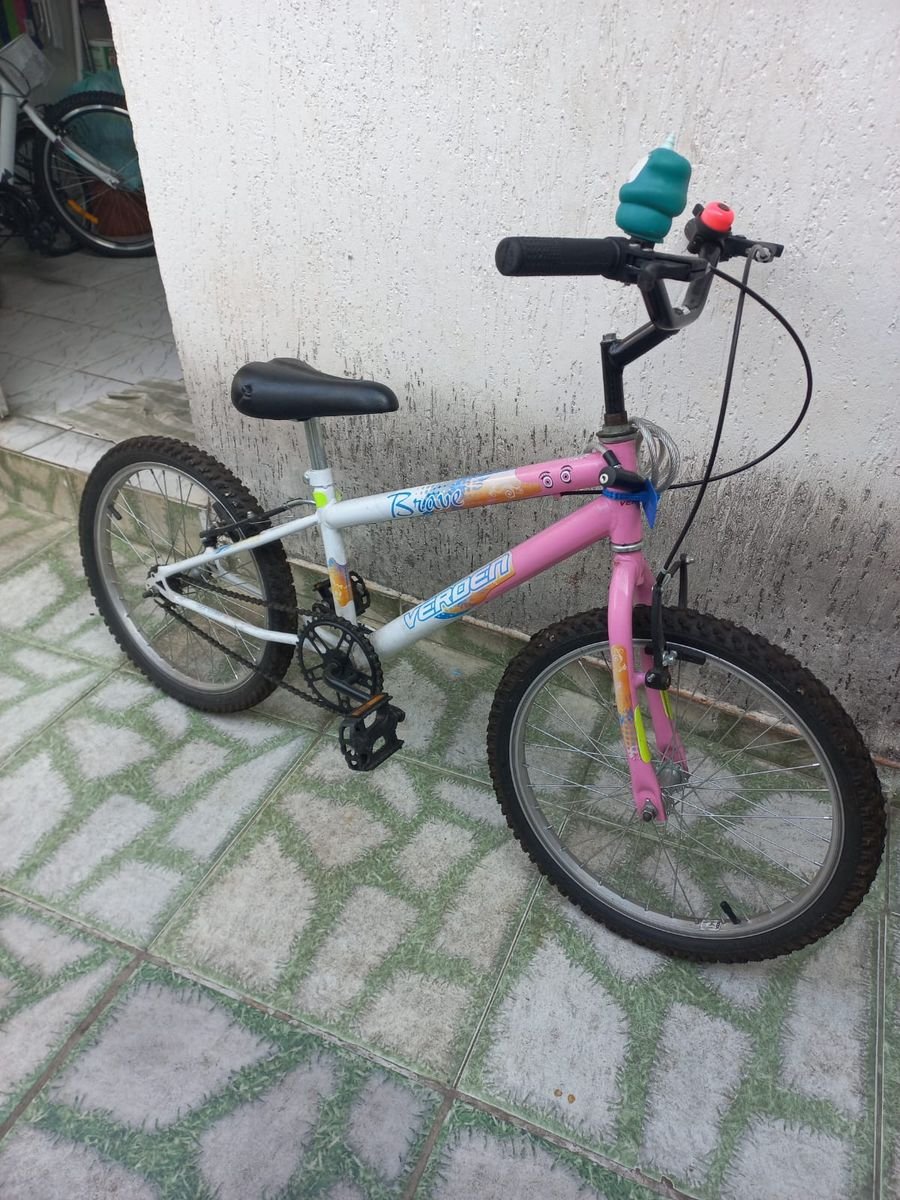 BICICLETA INFANTIL ARO 20 BRAVE BRANCO E ROSA VERDEN BIKES