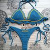 biquini crochê azul - biquinis feito a mao