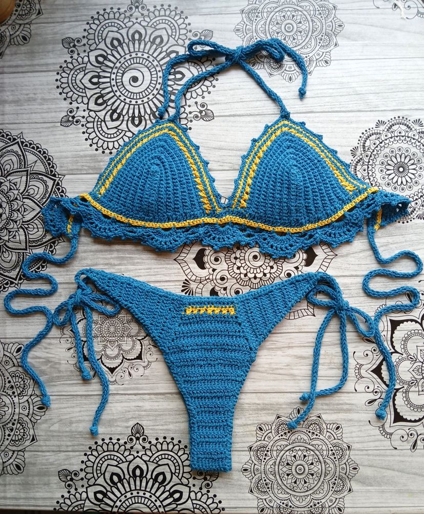 biquini crochê azul - biquinis feito a mao