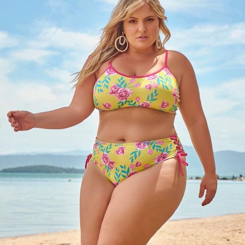 Biquíni Plus Size Feminino Estampado Roupas Moda Praia em Promoção