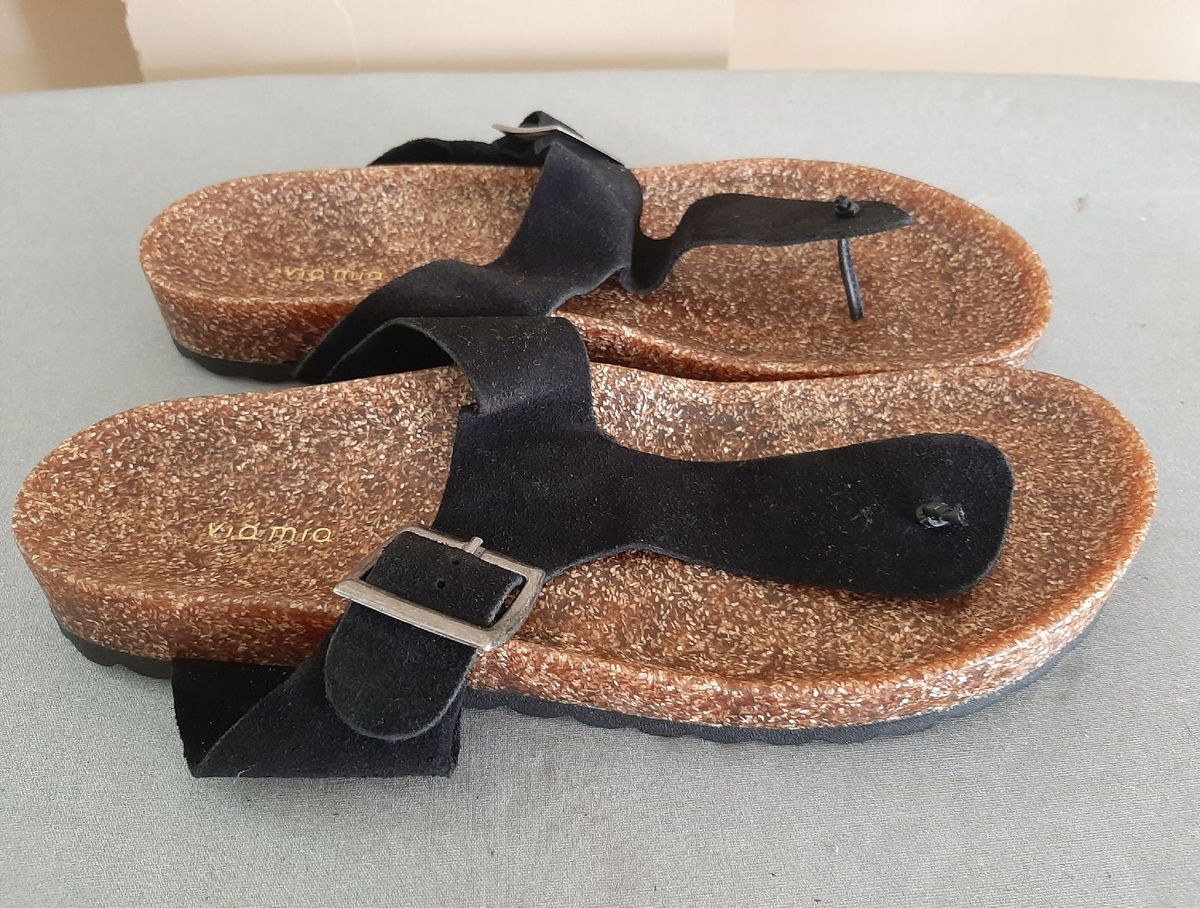 sandalia birken couro