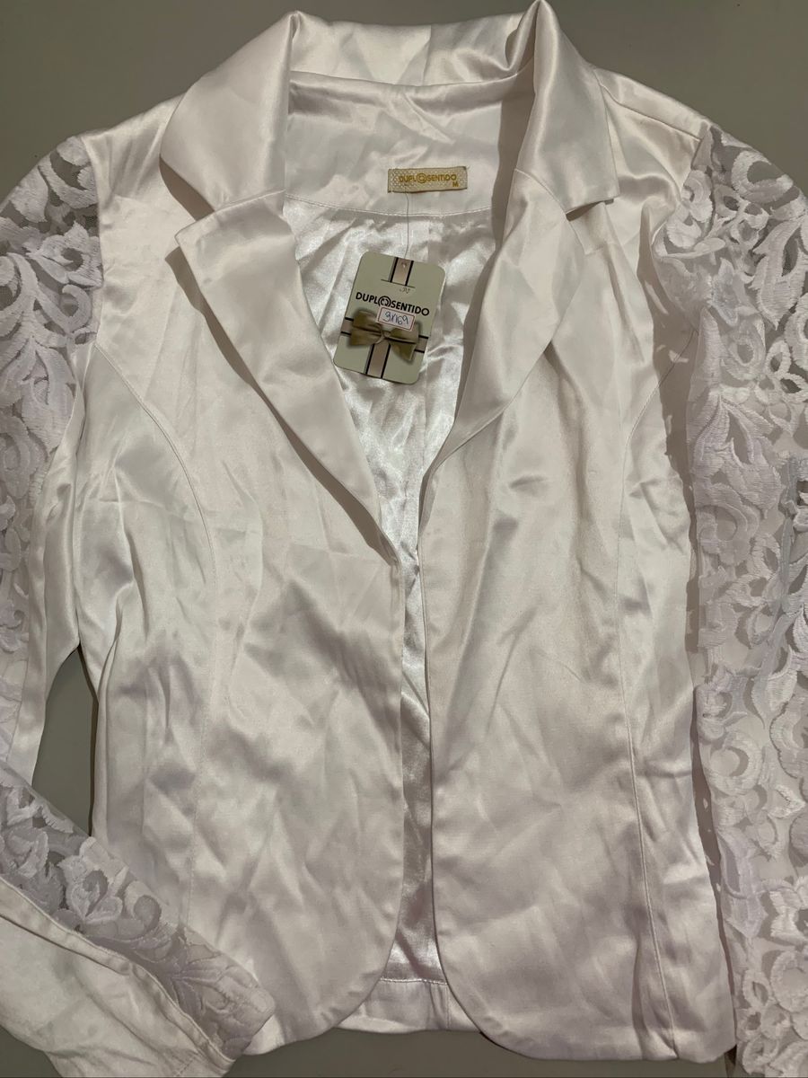 blaser brando com renda duplo sentido - casaquinhos duplo sentido