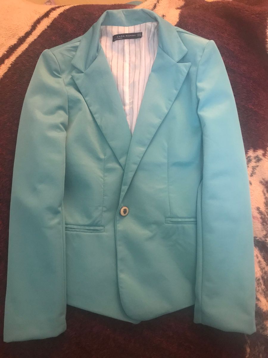 Blazer Azul Claro Terno Feminino Zara Nunca Usado Enjoei