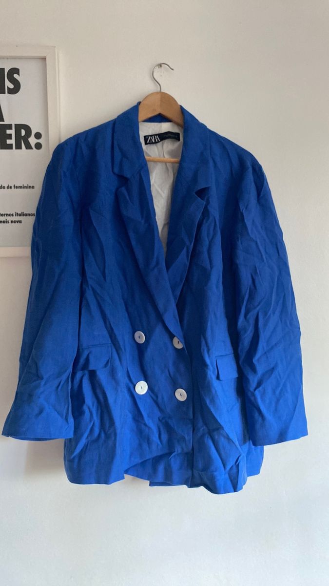 Blazer Azul Linho Zara Blazer Masculino Zara Nunca Usado 84712412