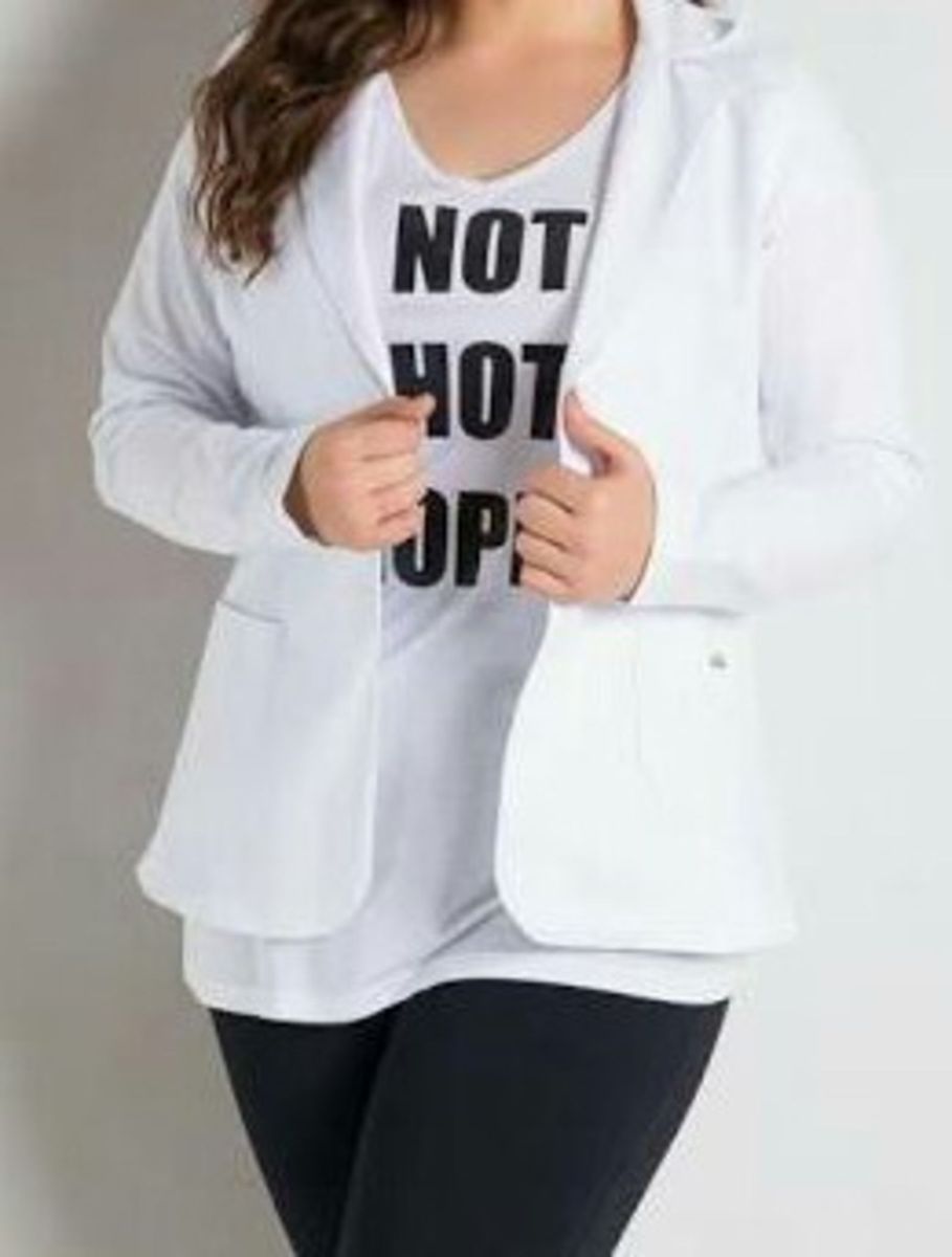 casaco branco plus size