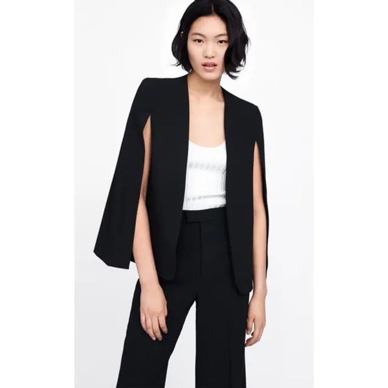 Blazer Capa Zara Preto Terno Feminino Zara Usado 89285414 enjoei