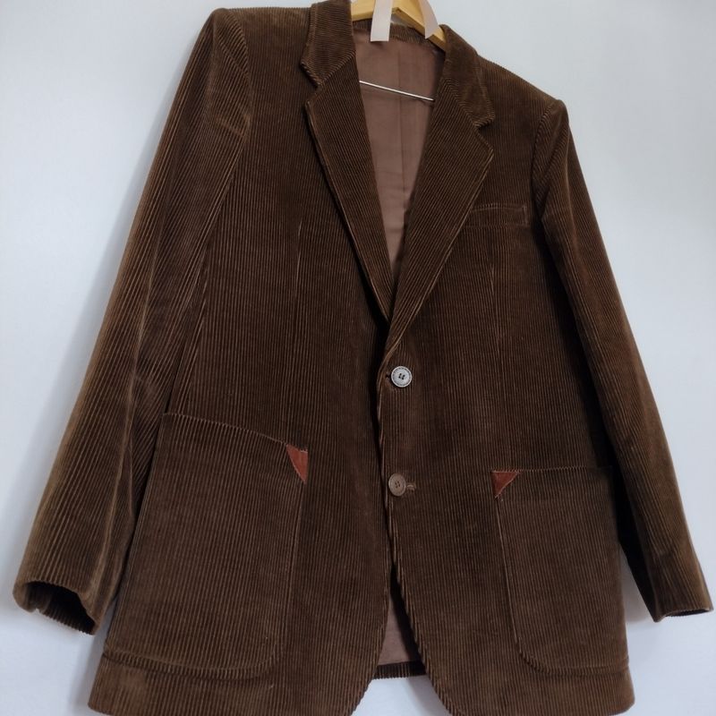 Blazer Casaco Masculino Marrom Vintage Cgc Veludo Cotelê Original
