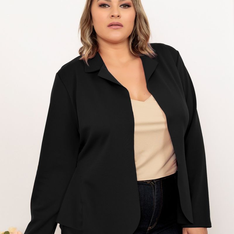 Blazer preto best sale feminino plus size