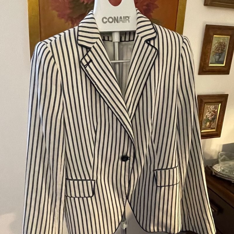 Striped Dress H&m Dress Blazer Listrado Zara Casaco Feminino
