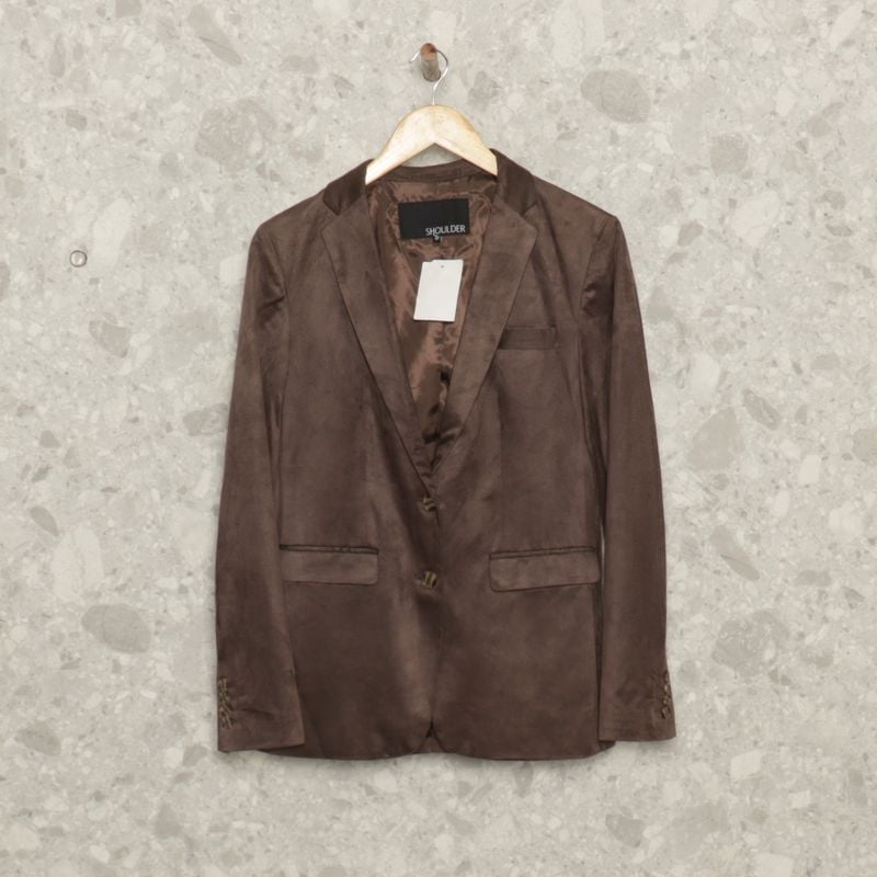 Blazer Marrom Suede Shoulder Casaco Feminino Shoulder Usado