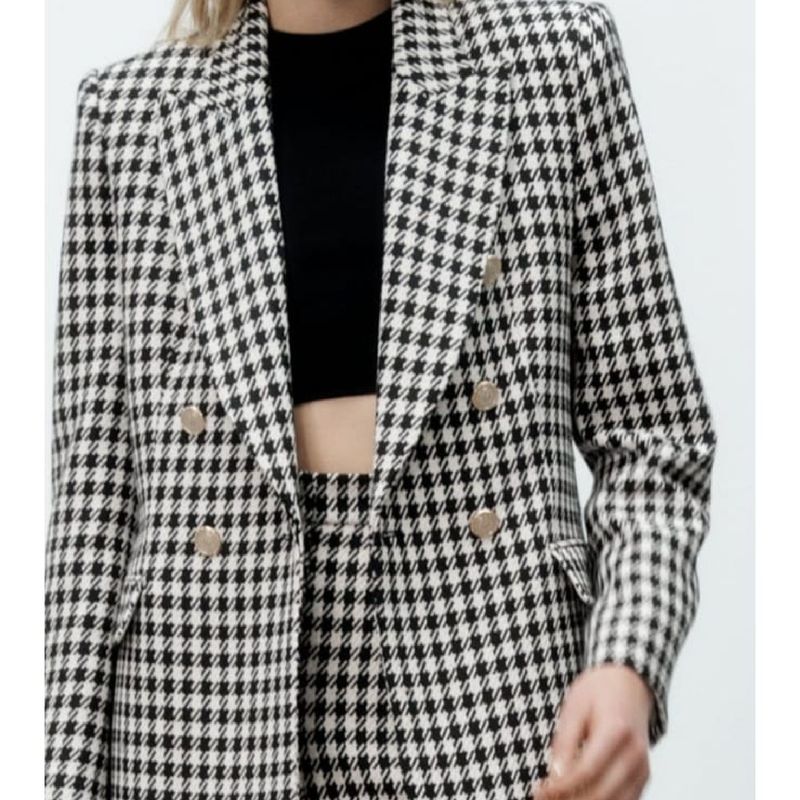 Blazer pied on sale de poule zara