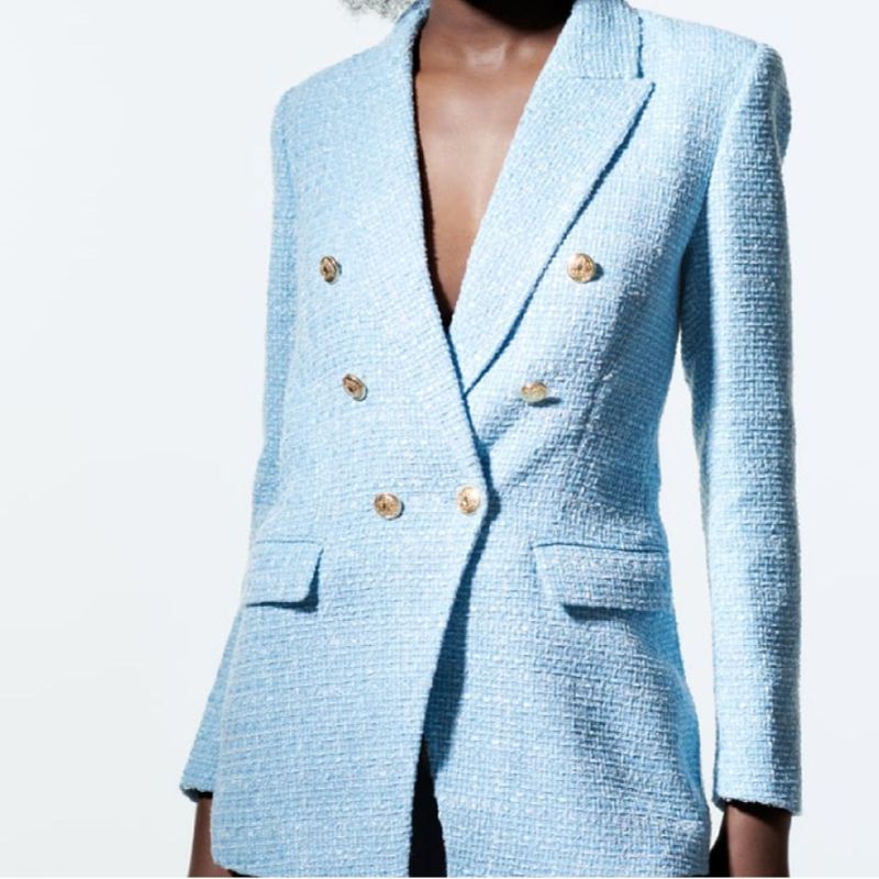 Blazer Tweed Azul Claro | Blazer Masculino Zara Ii Nunca