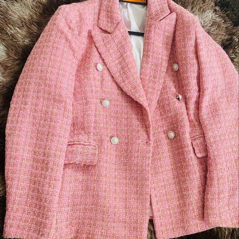 Blazer Tweed Rosa Shein G Shein Nunca Usado 112134584 enjoei