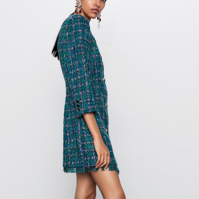 Blazer Vestido Tweed Zara Vestido Feminino Zara Nunca Usado
