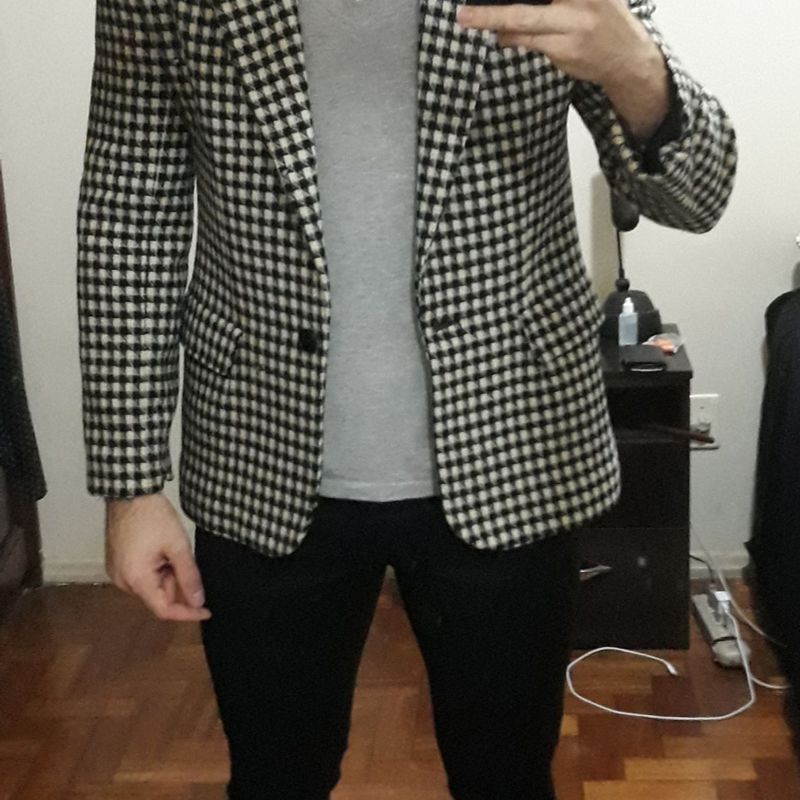 Blazer Masculino Vintage Xadrez Estilo Britânico – Mercado Roupas