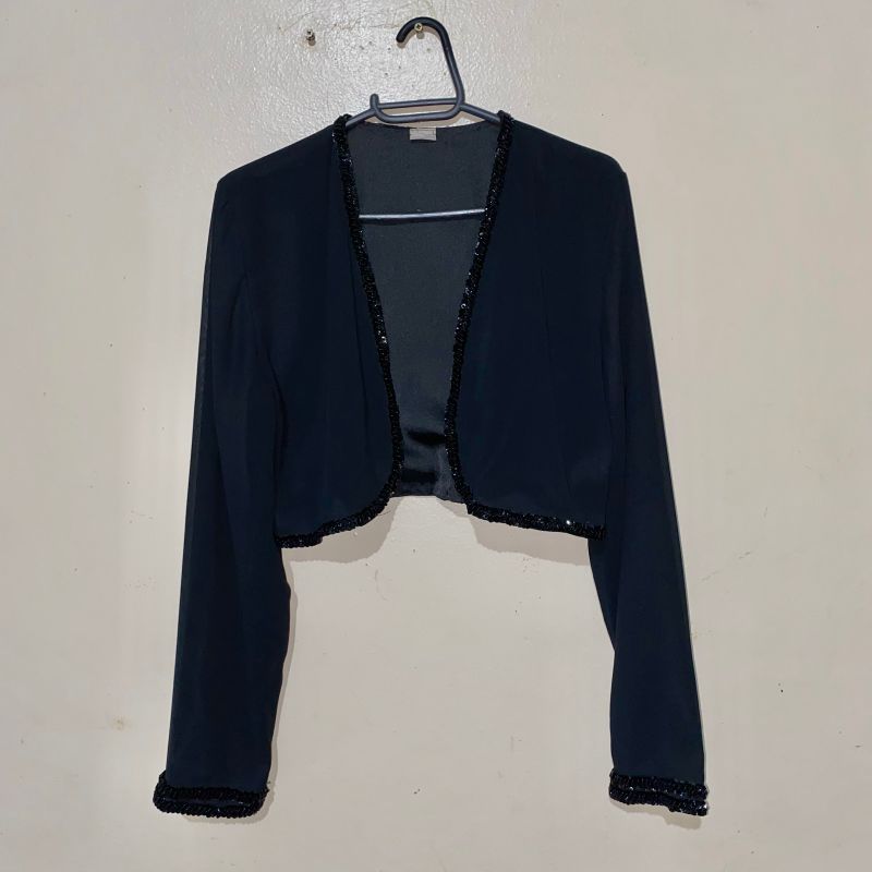 Blazer Vintage Organza Cetim Preto Cropped Bolero Jaqueta Sobretudo Bomber  Parka Bordado Aplicação Casaco Feminino Vintage Nunca Usado 97691683