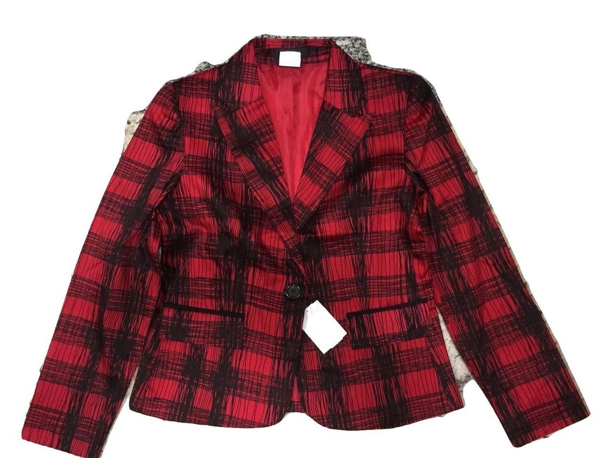 blazer xadrez feminino vermelho