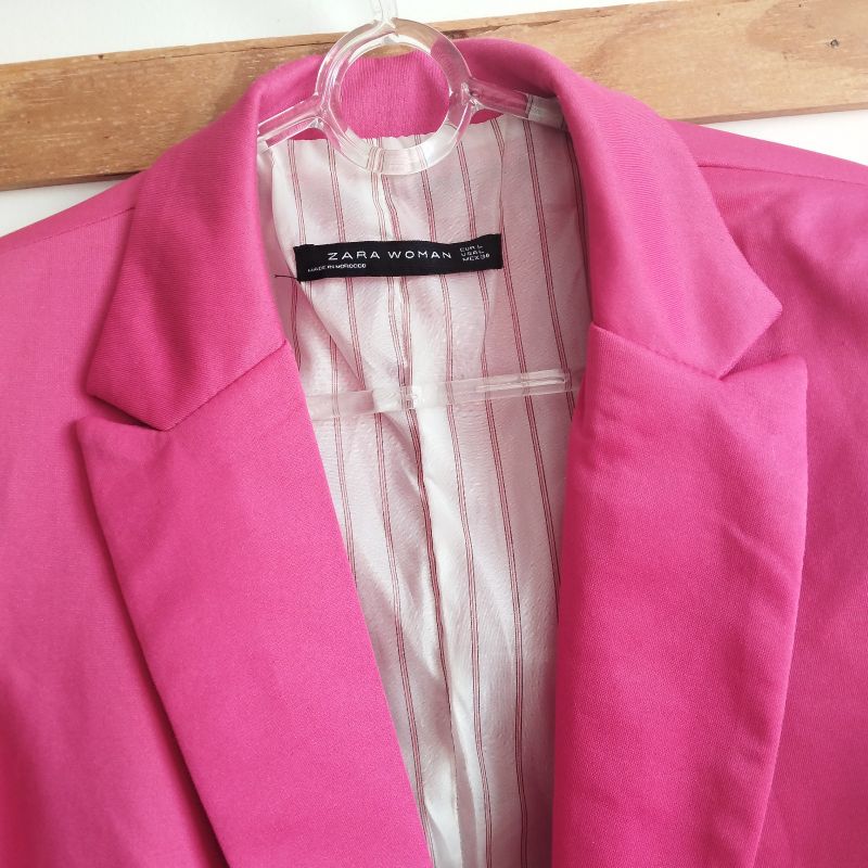 Blazer Zara Original Fúcsia Alfaiataria Alongado Rosa Forrado