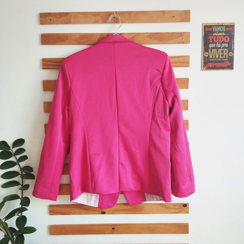 Blazer Zara Original Fúcsia Alfaiataria Alongado Rosa Forrado