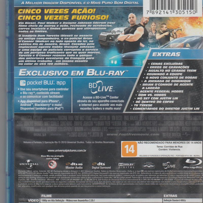Filme Blu-Ray - Velocidade Furiosa 5