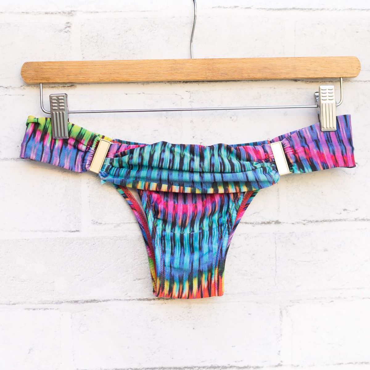 Bluebeach Tanga de Biquini Colorida Brilhante Calça Feminina