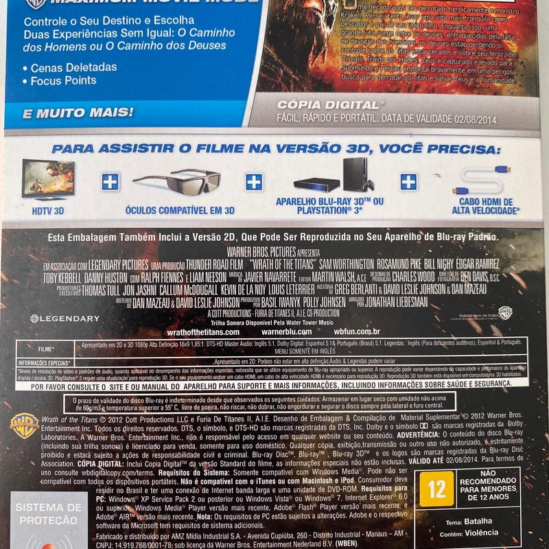 Blu-Ray 3D Fúria de Titãs