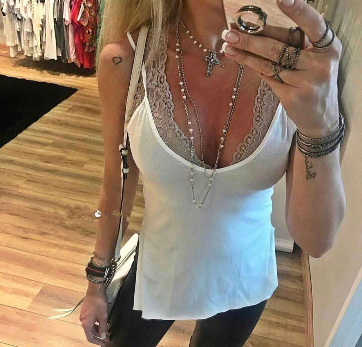 camisa com top de renda