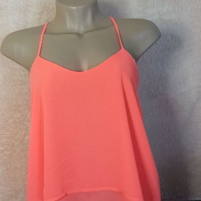 Blusa Alcinha Decote Nadador Laranja Neon Blusa Feminina Bershka