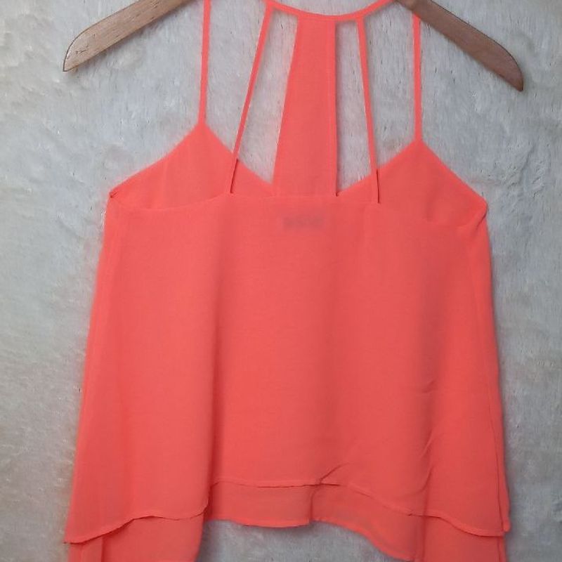 Blusa Alcinha Decote Nadador Laranja Neon Bershka Usado 87239328 enjoei