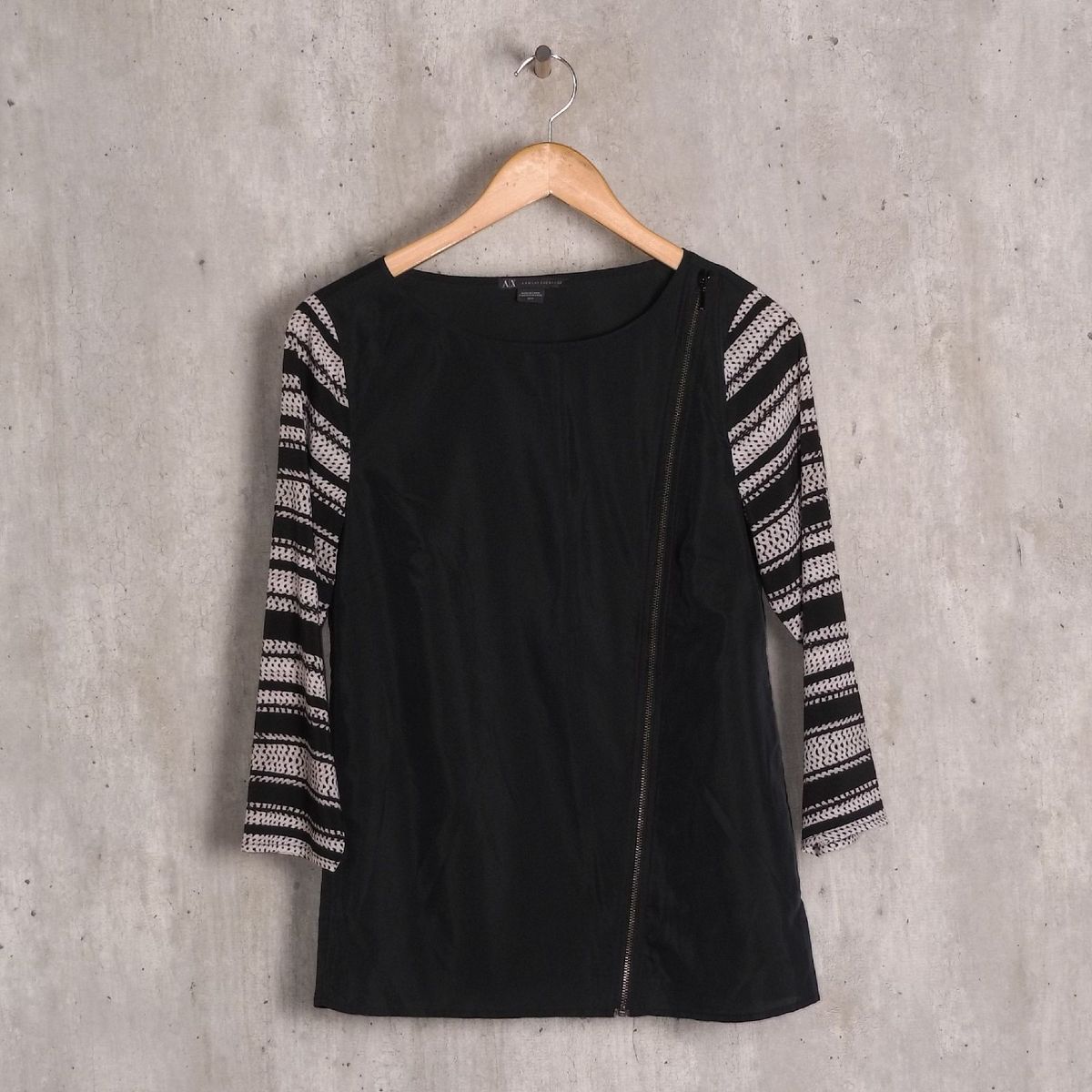 blusa azul escura manga estampada armani exchange - camisas armani exchange