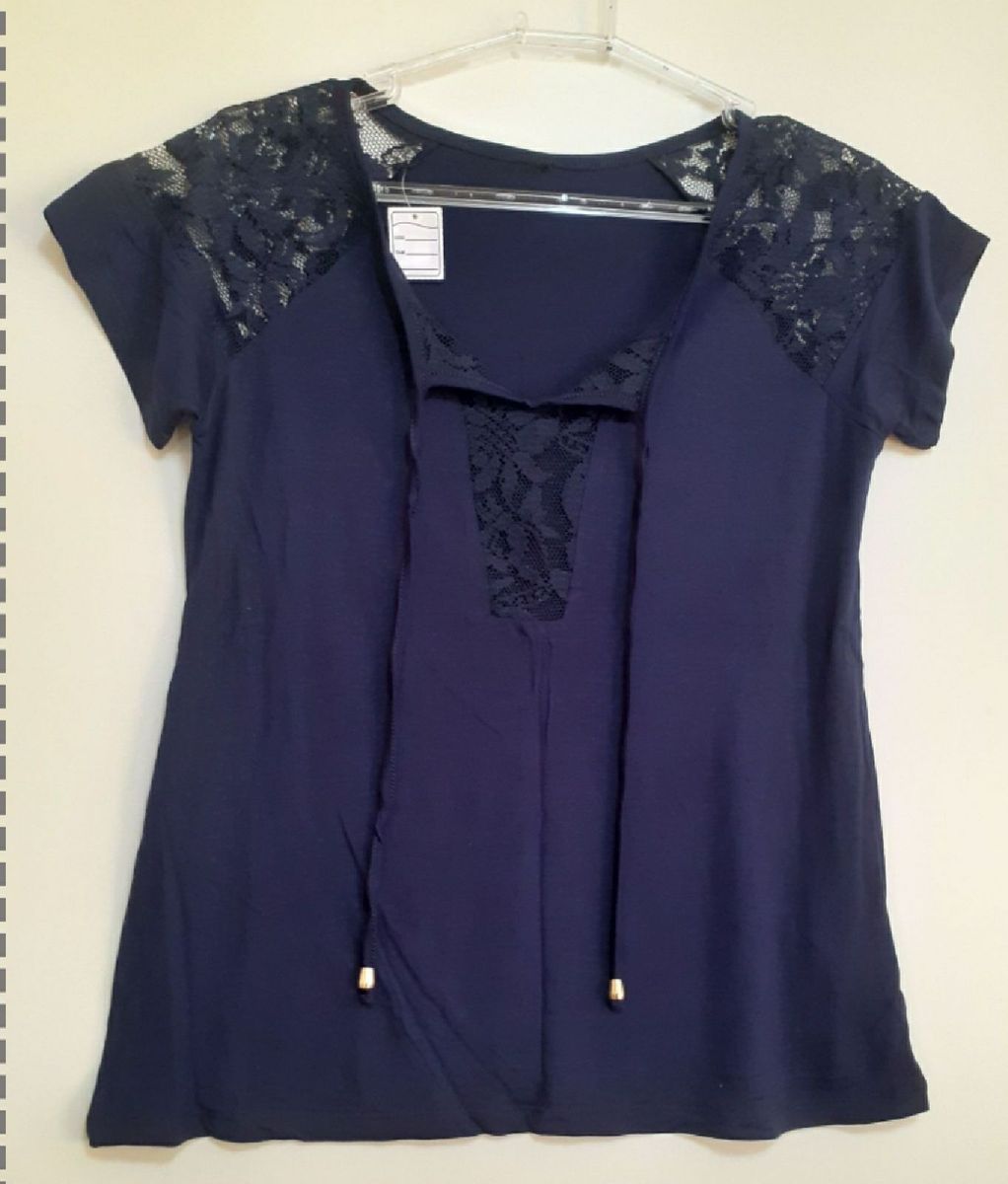 Blusa Tricot Azul Marinho Ombro de Fora Italiana, Blusa Feminina Importada  Da Itália Usado 90992800