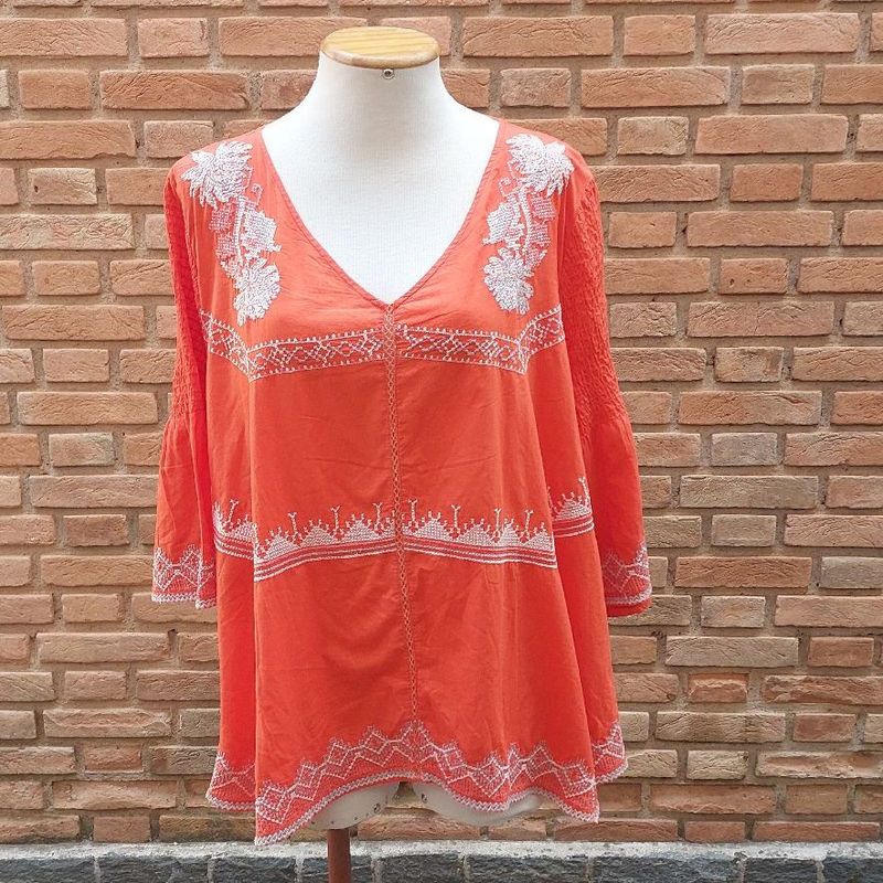 Blusa Bata Laranja Bordada Tam Gg Couchel Couchel Usado 102283088 enjoei