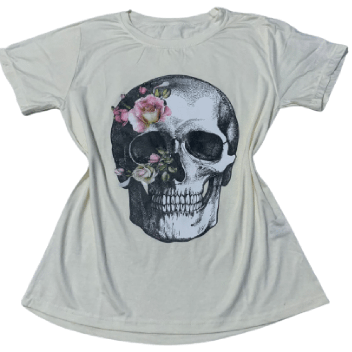 T-shirt country feminina estampada preta cranio